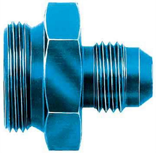 Aeroquip Carburetor Inlet Fitting - Straight - 6 AN Male to 7/8-20 in Male - Aluminum - Blue Anodized - Holley