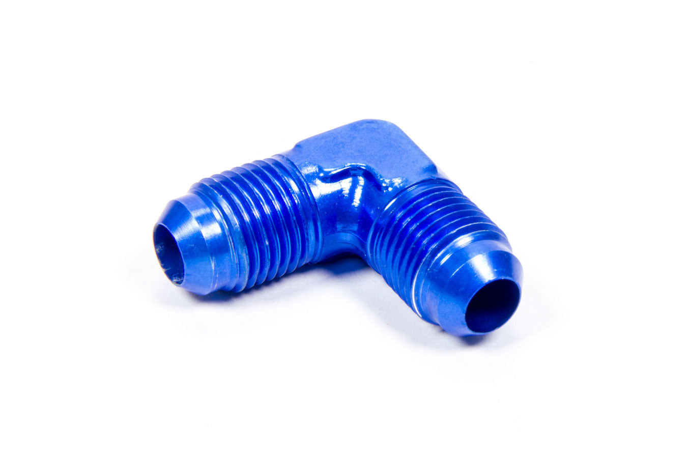 Aeroquip Fitting - Adapter - 90 Degree - 6 AN Male to 6 AN Male - Aluminum - Blue Anodized - Each