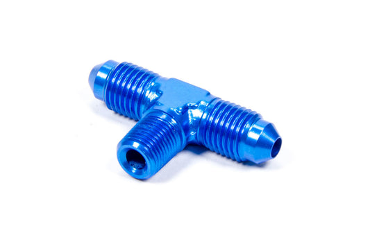 Aeroquip Fitting - Adapter Tee - 4 AN Male x 4 AN Male x 1/8 in NPT Male - Aluminum - Blue Anodized - Each
