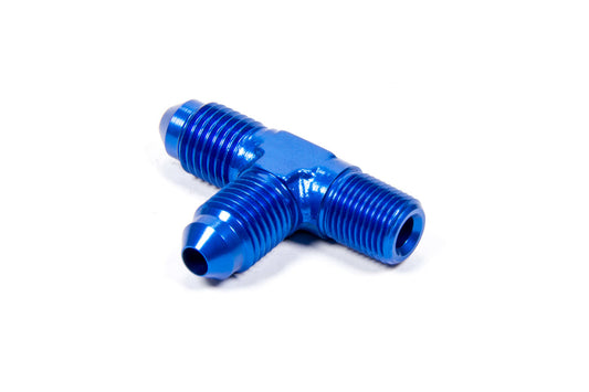 Aeroquip Fitting - Adapter Tee - 4 AN Male x 4 AN Male x 1/8 in NPT Male - Aluminum - Blue Anodized - Each