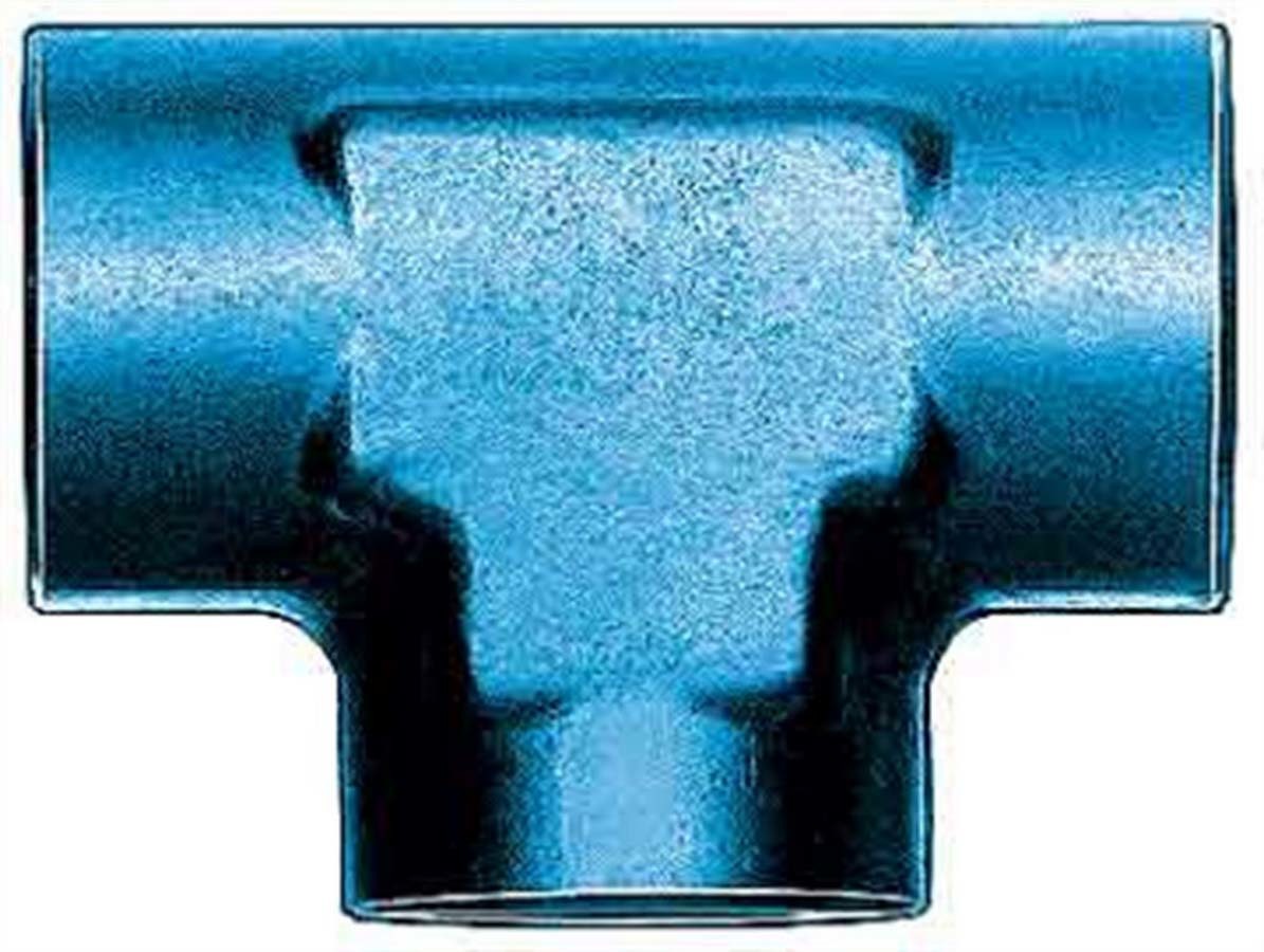 Aeroquip Fitting - Adapter Tee - 8 AN Female x 8 AN Female x 8 AN Female - Aluminum - Blue Anodized - Each
