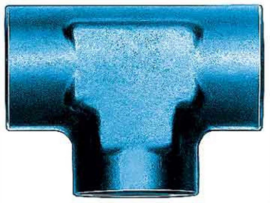 Aeroquip Fitting - Adapter Tee - 8 AN Female x 8 AN Female x 8 AN Female - Aluminum - Blue Anodized - Each