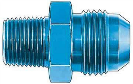 Aeroquip Fitting - Adapter - Straight - 10 AN Male to 3/8 in NPT Male - Aluminum - Blue Anodized - Each