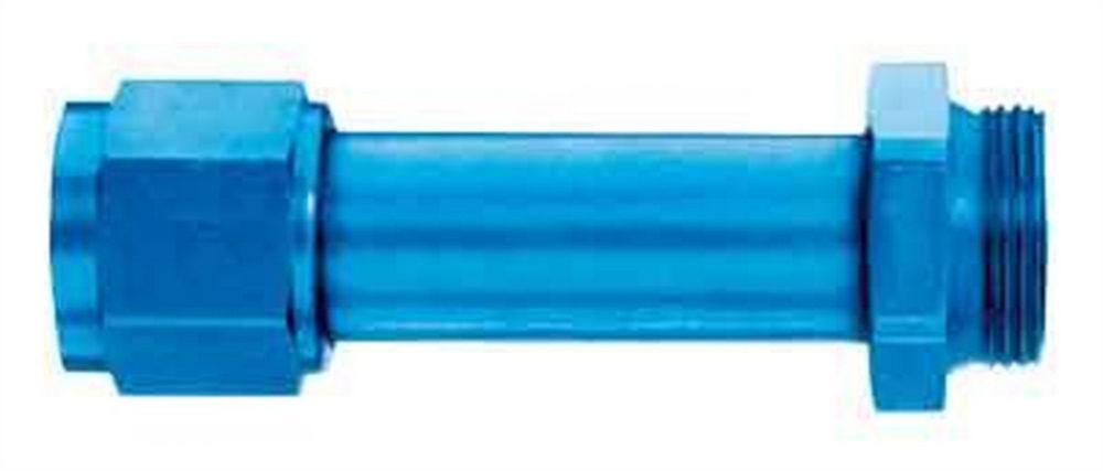 Aeroquip Carburetor Inlet Fitting - Straight - 8 AN Female to 7/8-20 in Male - Aluminum - Blue Anodized - Holley