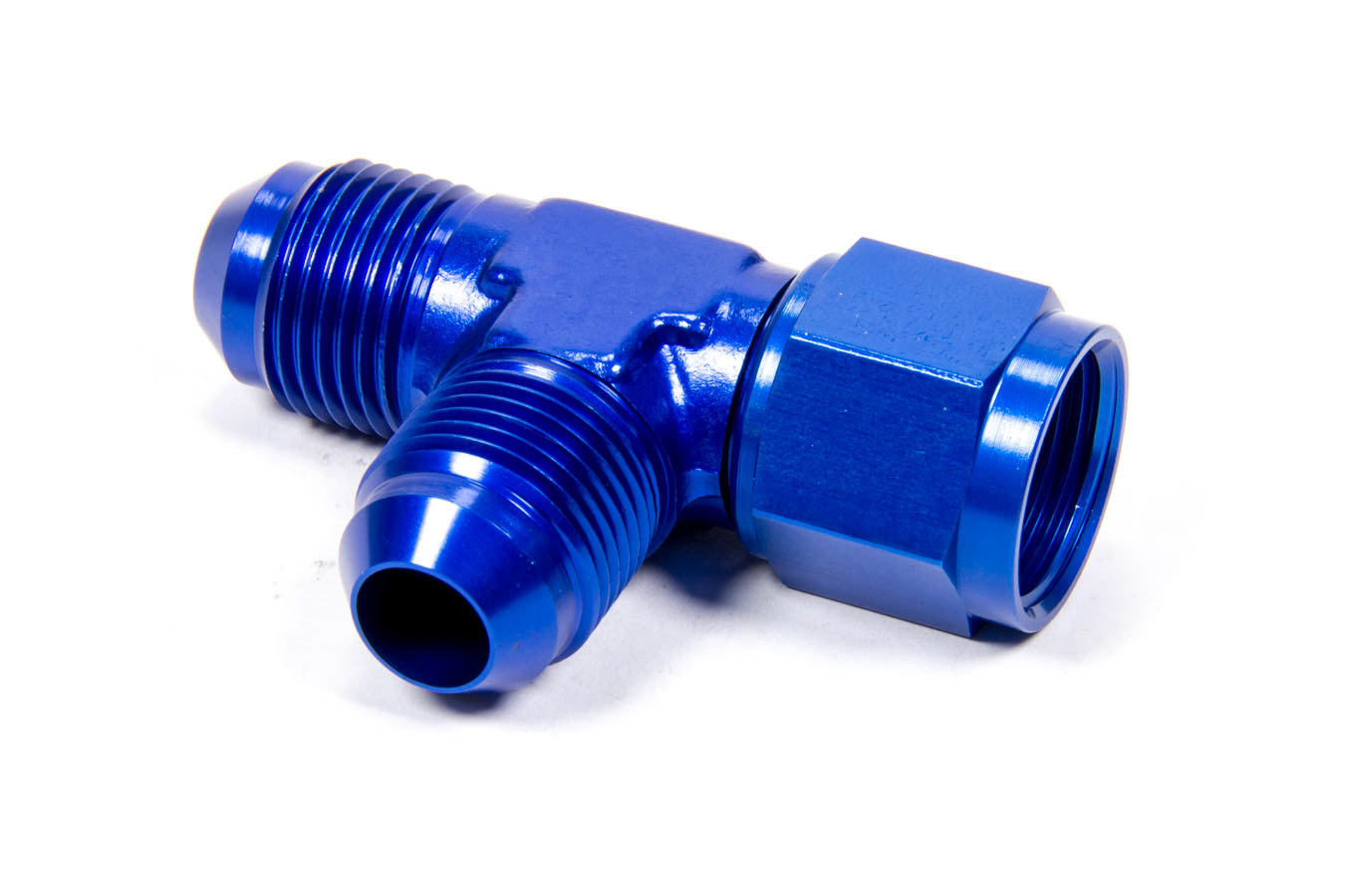 Aeroquip Fitting - Adapter Tee - 8 AN Female x 8 AN Male x 8 AN Male - Aluminum - Blue Anodized - Each