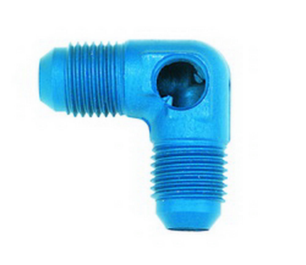 Aeroquip Fitting - Gauge Adapter - 45 Degree - 6 AN Male to 6 AN Male - 1/8 in NPT Gauge Port - Aluminum - Blue