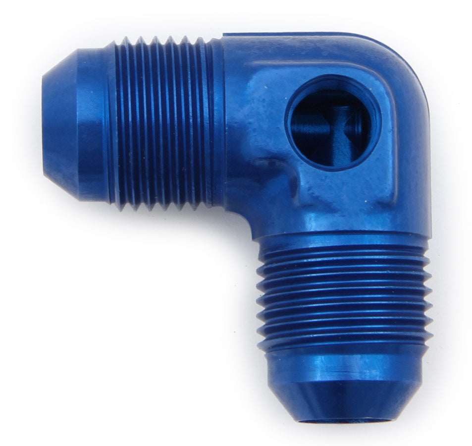 Aeroquip Fitting - Gauge Adapter - 90 Degree - 8 AN Male to 8 AN Male - 1/8 in NPT Gauge Port - Aluminum - Blue