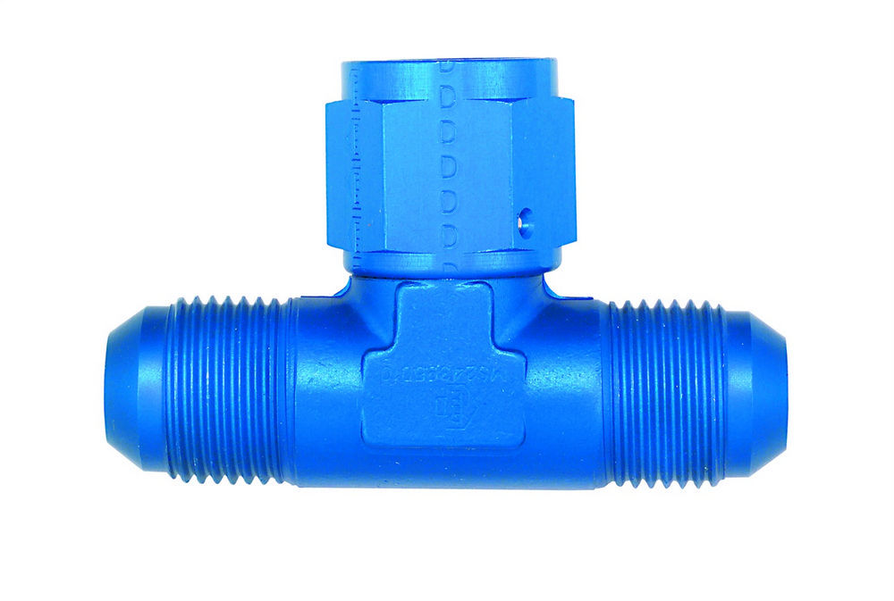 Aeroquip Fitting - Adapter Tee - 12 AN Female x 12 AN Male x 12 AN Male - Aluminum - Blue Anodized - Each