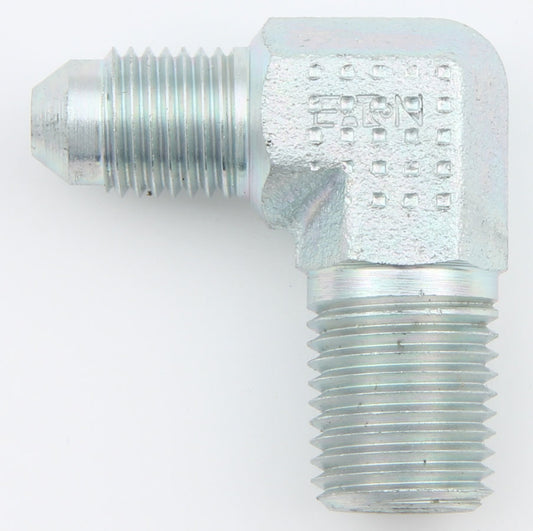 Aeroquip Fitting - Adapter - 90 Degree - 6 AN Male to 1/4 in NPT Male - Steel - Zinc Plated - Each