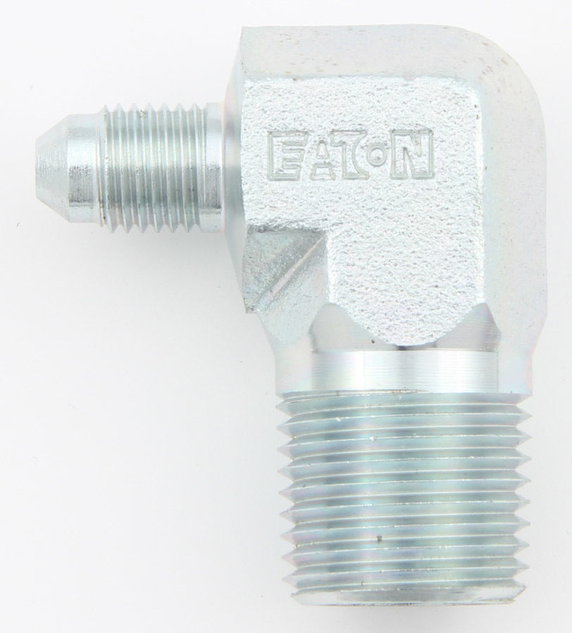 Aeroquip Fitting - Adapter - 90 Degree - 4 AN Male to 3/8 in NPT Male - Steel - Zinc Plated - Each