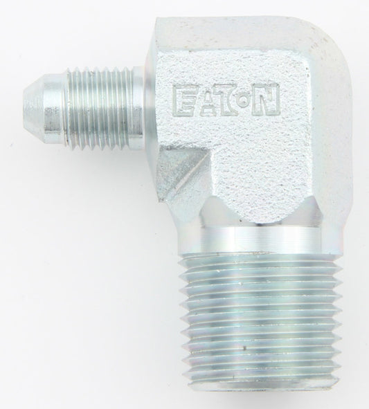 Aeroquip Fitting - Adapter - 90 Degree - 4 AN Male to 3/8 in NPT Male - Steel - Zinc Plated - Each