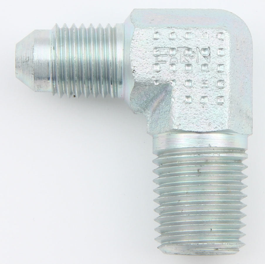 Aeroquip Fitting - Adapter - 90 Degree - 6 AN Male to 3/8 in NPT Male - Steel - Zinc Plated - Each