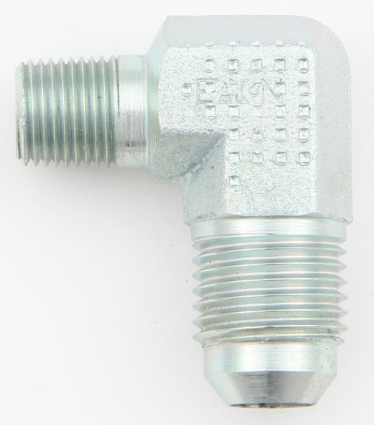Aeroquip Fitting - Adapter - 90 Degree - 10 AN Male to 3/8 in NPT Male - Steel - Zinc Plated - Each