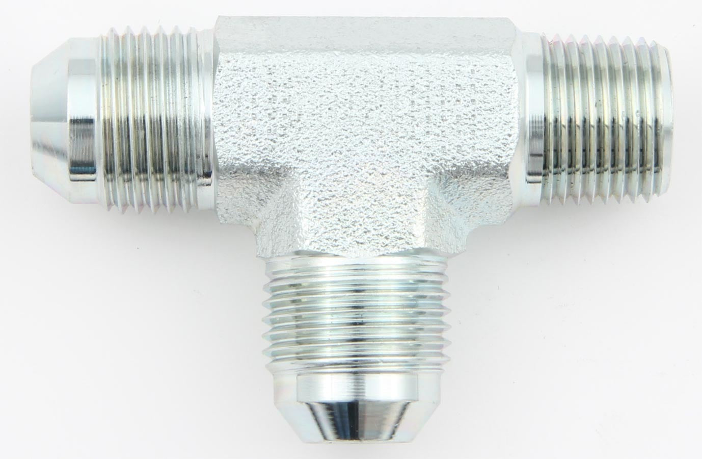 Aeroquip Fitting - Adapter Tee - 6 AN Male x 6 AN Male x 3/8 in NPT Male - Steel - Zinc Plated - Each