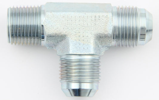 Aeroquip Fitting - Adapter Tee - 10 AN Male x 1/2 in NPT Male x 10 AN Male - Steel - Zinc Plated - Each