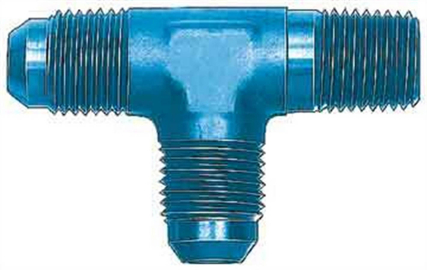 Aeroquip Fitting - Adapter Tee - 3 AN Male x 3 AN Male x 1/8 in NPT Male - Aluminum - Blue Anodized - Each