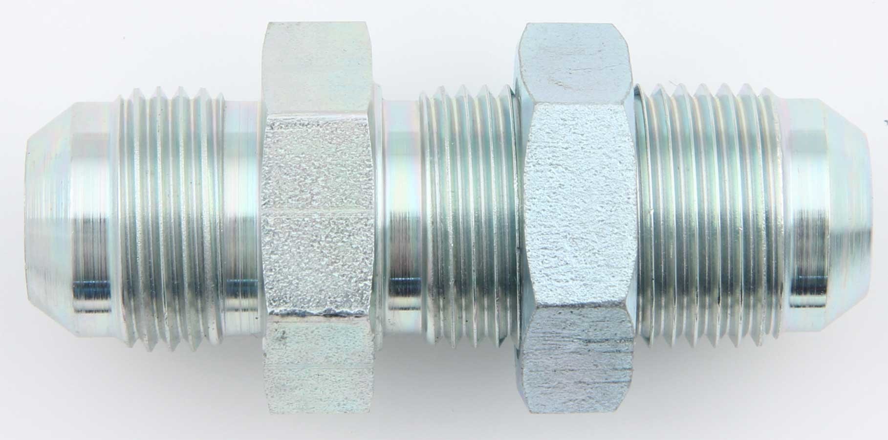 Aeroquip Fitting - Bulkhead - Straight - 3 AN Male to 3 AN Male Bulkhead - Steel - Zinc Oxide - Each