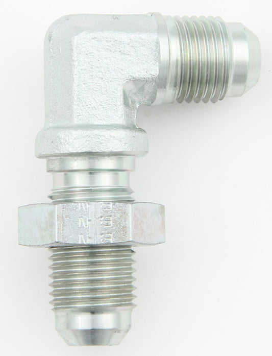 Aeroquip Fitting - Bulkhead - 90 Degree - 4 AN Male to 4 AN Male Bulkhead - Steel - Zinc Oxide - Each