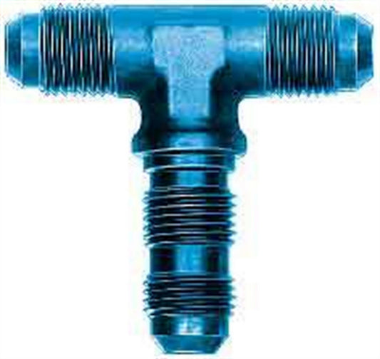 Aeroquip Fitting - Bulkhead Tee - 3 AN Male x 3 AN Male x 3 AN Male Bulkhead - Aluminum - Blue Anodized - Each