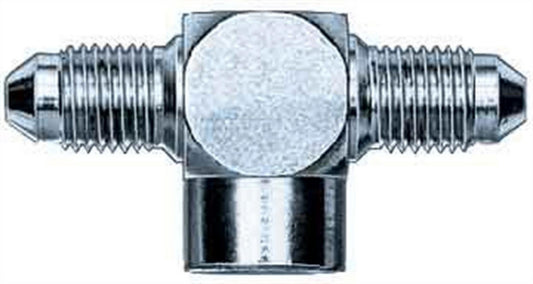 Aeroquip Fitting - Adapter Tee - 3 AN Male x 3 AN Male x 3/8-24 in Inverted Flare Female - Steel - Zinc Plated - 3/16