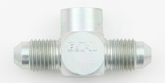Aeroquip Fitting - Adapter Tee - 3/8-24 in Inverted Flare Female x 4 AN Male x 4 AN Male - Steel - Zinc Plated - 3/16