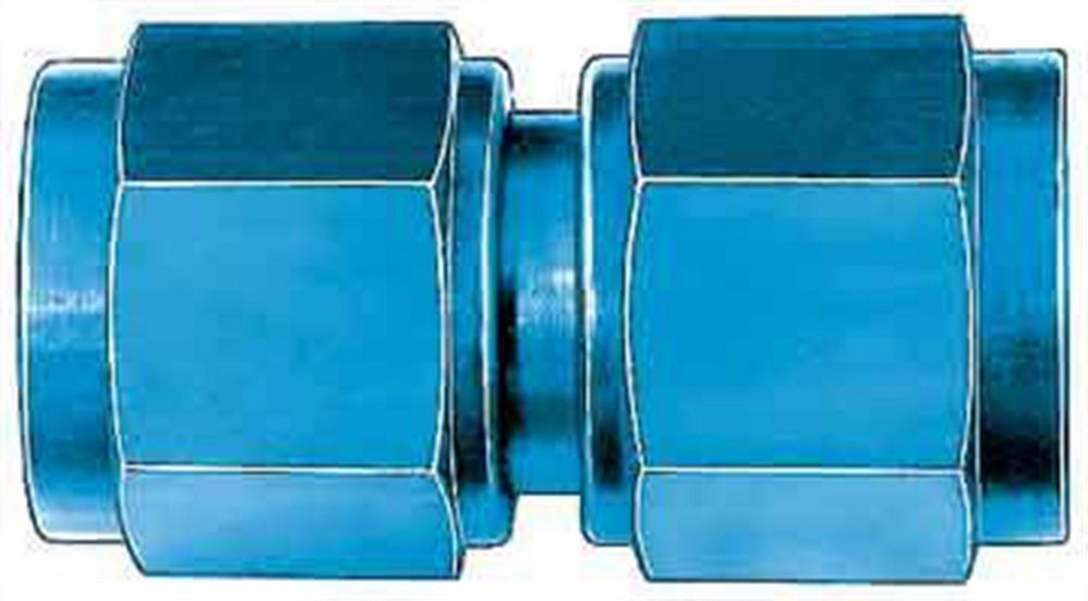 Aeroquip Fitting - Adapter - Straight - 12 AN Female Swivel to 12 AN Female Swivel - Aluminum - Blue Anodized - Each