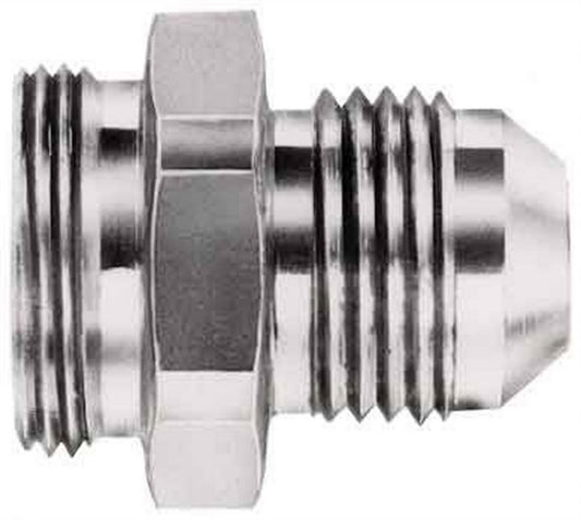 Aeroquip Carburetor Inlet Fitting - Straight - 8 AN Male to 7/8-20 in Male - Steel - Zinc Oxide - Holley Carburetors -