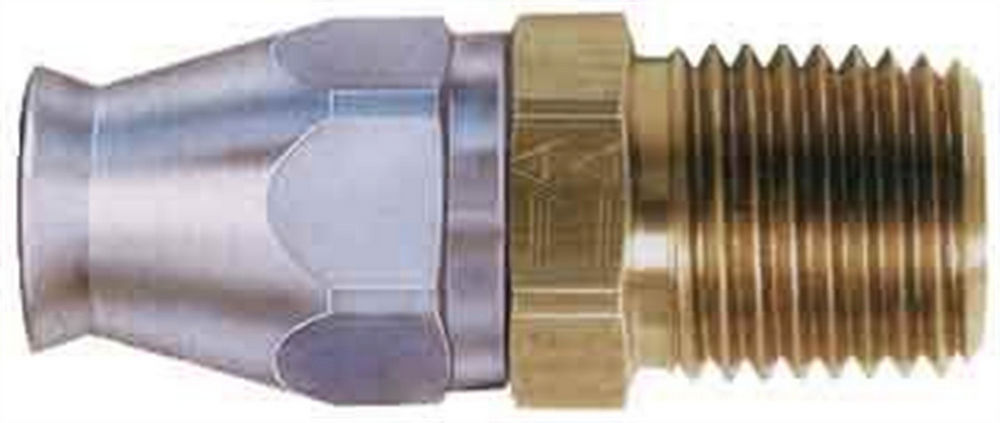 Aeroquip Fitting - Hose End - PTFE Racing Hose - Straight - 4 AN Hose to 1/8 in NPT Male - Steel - Natural - Each