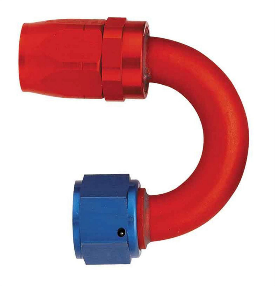 Aeroquip Fitting - Hose End - AQP/Startlite - 180 Degree - 6 AN Hose to 6 AN Female Swivel - Aluminum - Blue / Red