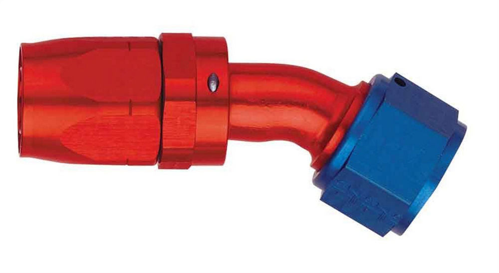 Aeroquip Fitting - Hose End - AQP/Startlite - 30 Degree - 8 AN Hose to 8 AN Female Swivel - Aluminum - Blue / Red