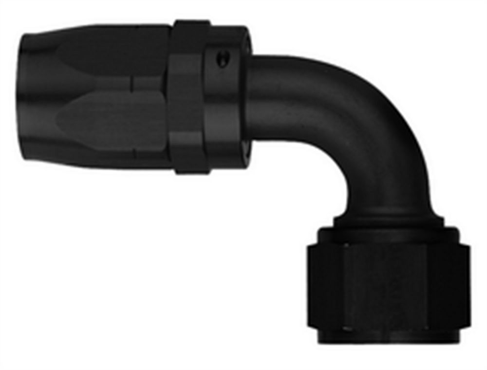 Aeroquip Fitting - Hose End - AQP/Startlite - 90 Degree - 8 AN Hose to 8 AN Female Swivel - Aluminum - Black Anodized