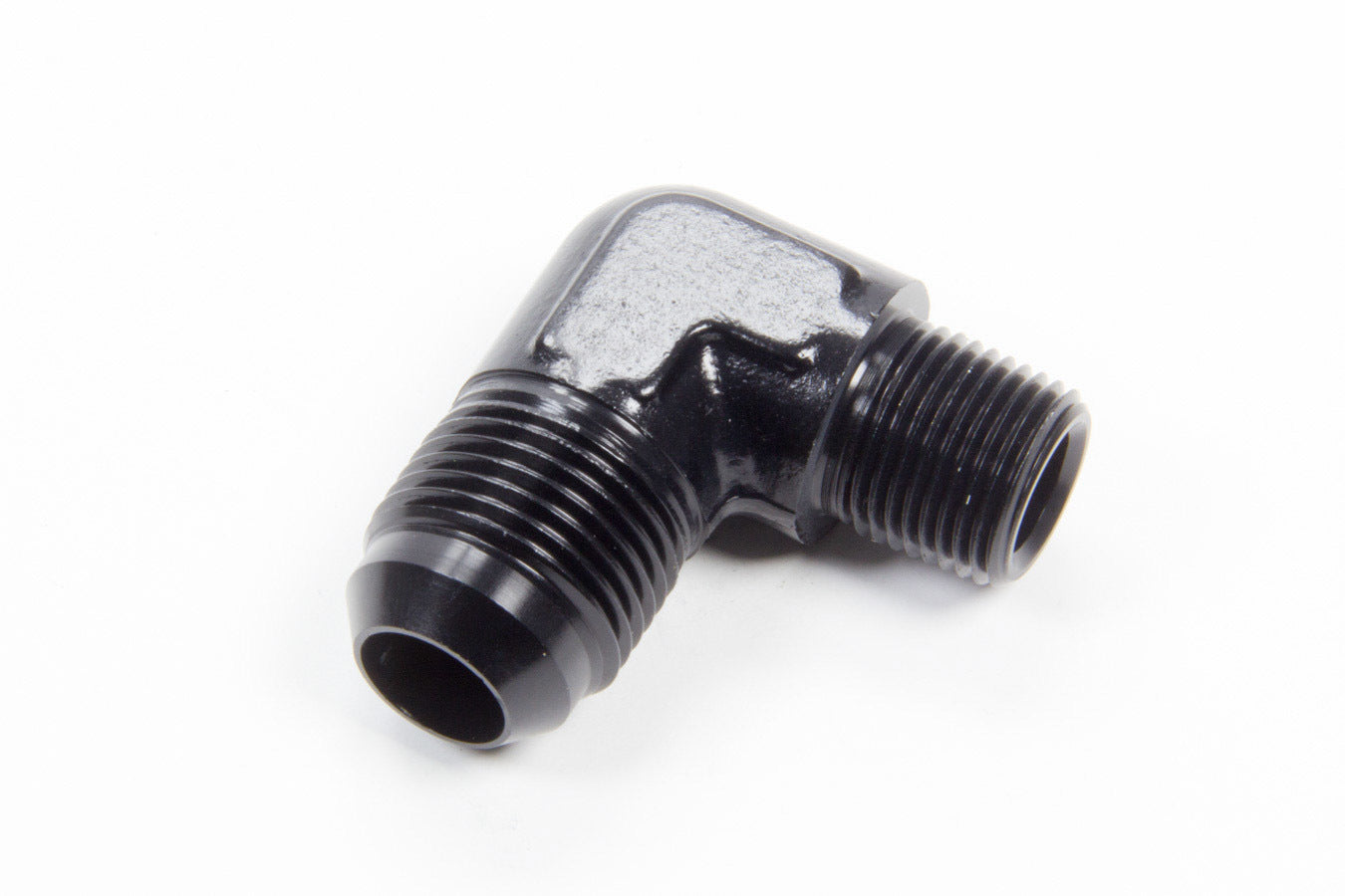 Aeroquip Fitting - Adapter - 90 Degree - 10 AN Male to 3/8 in NPT Male - Aluminum - Black Anodized - Each