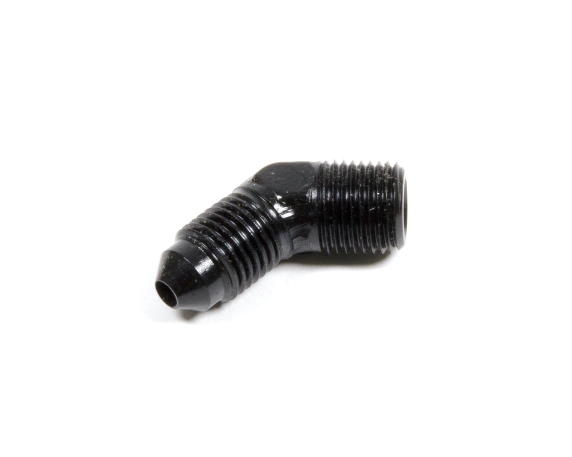Aeroquip Fitting - Adapter - 45 Degree - 3 AN Male to 1/8 in NPT Male - Aluminum - Black Anodized - Each