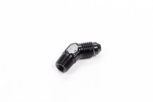 Aeroquip Fitting - Adapter - 45 Degree - 4 AN Male to 1/8 in NPT Male - Aluminum - Black Anodized - Each
