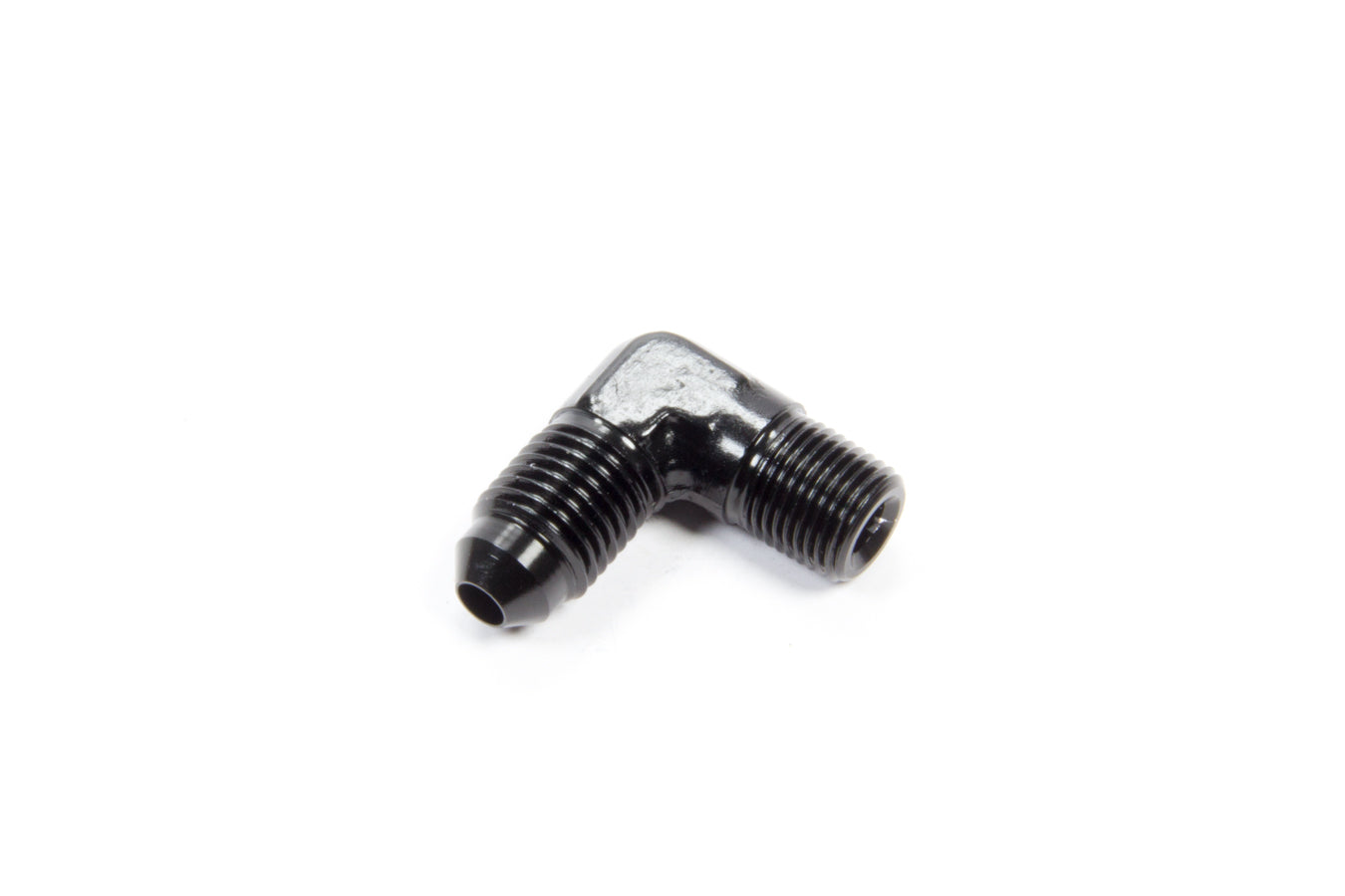 Aeroquip Fitting - Adapter - 90 Degree - 4 AN Male to 1/8 in NPT Male - Aluminum - Black Anodized - Each
