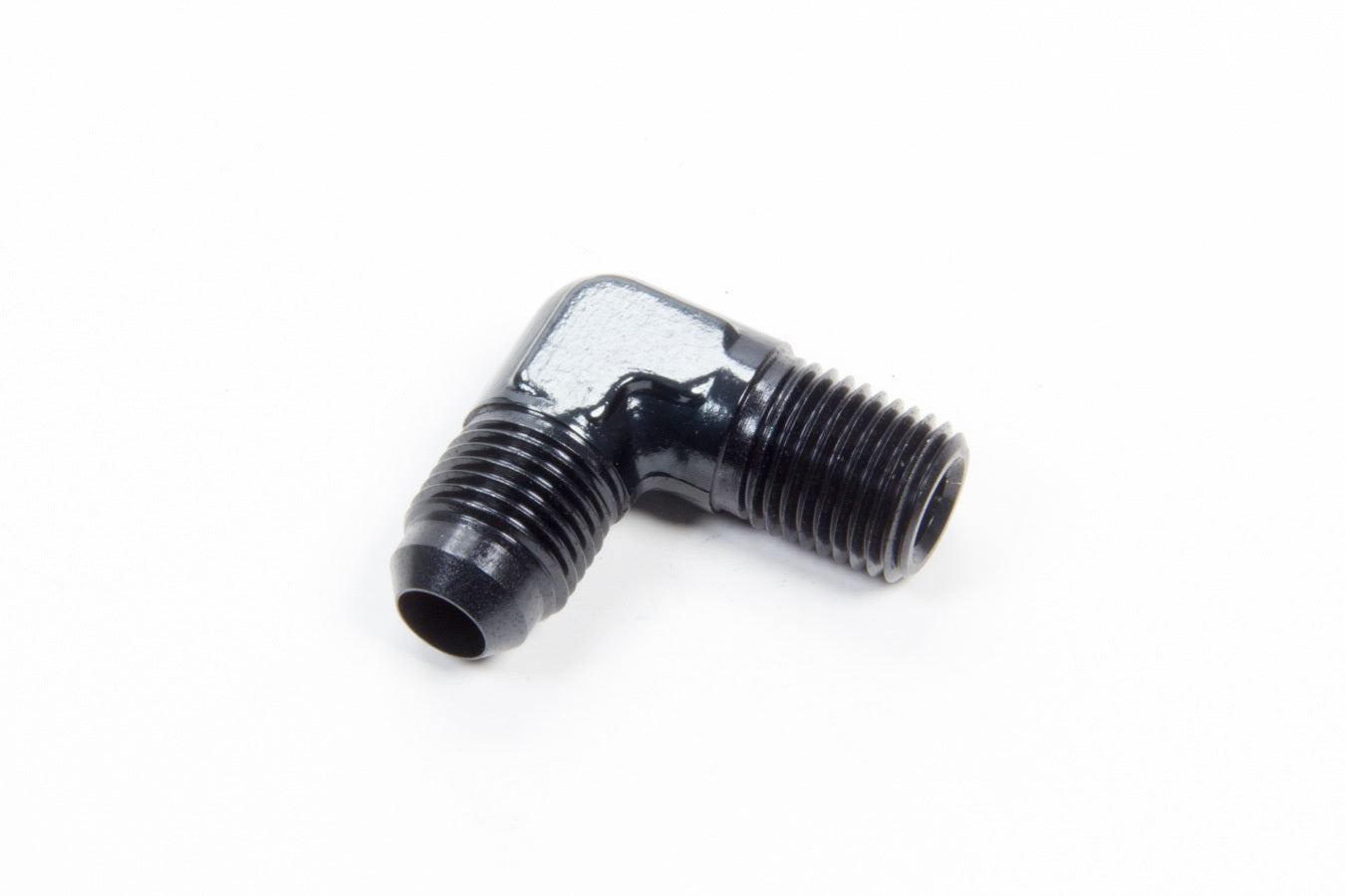 Aeroquip Fitting - Adapter - 90 Degree - 6 AN Male to 1/4 in NPT Male - Aluminum - Black Anodized - Each