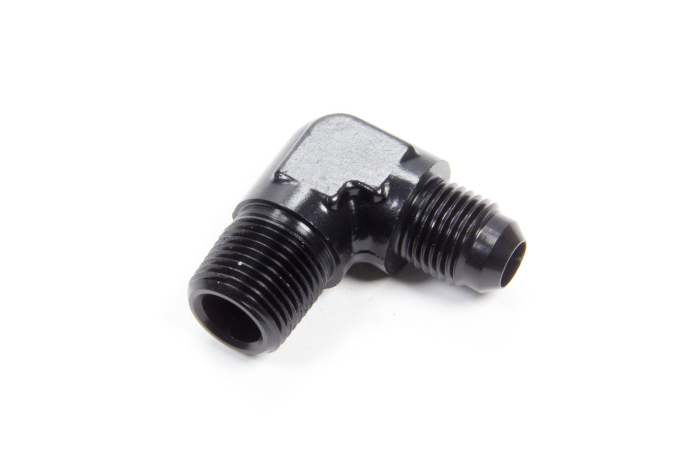 Aeroquip Fitting - Adapter - 90 Degree - 6 AN Male to 3/8 in NPT Male - Aluminum - Black Anodized - Each