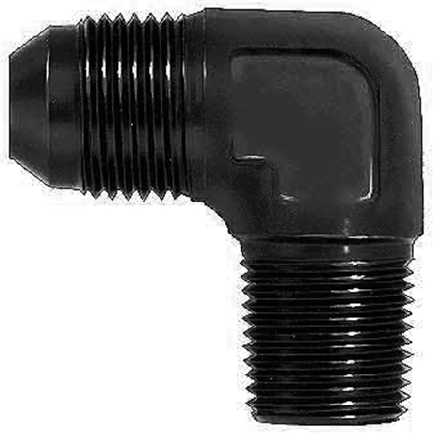Aeroquip Fitting - Adapter - 90 Degree - 8 AN Male to 1/4 in NPT Male - Aluminum - Black Anodized - Each