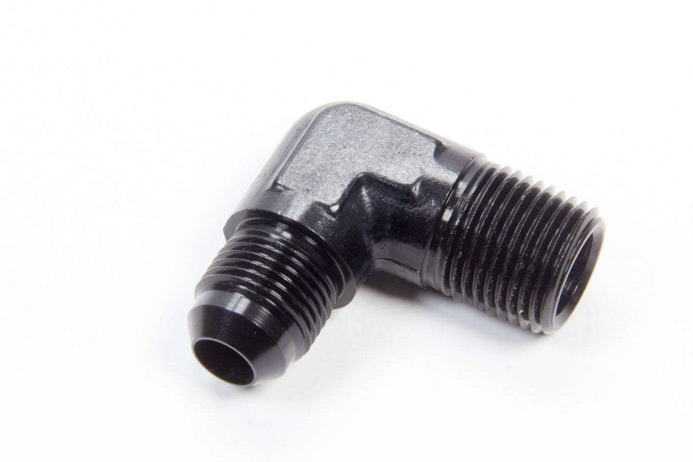 Aeroquip Fitting - Adapter - 90 Degree - 8 AN Male to 1/2 in NPT Male - Aluminum - Black Anodized - Each