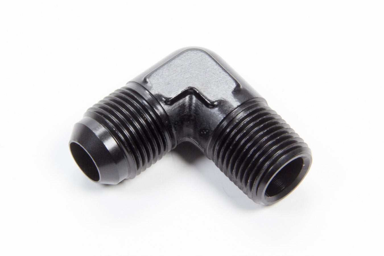 Aeroquip Fitting - Adapter - 90 Degree - 10 AN Male to 1/2 in NPT Male - Aluminum - Black Anodized - Each