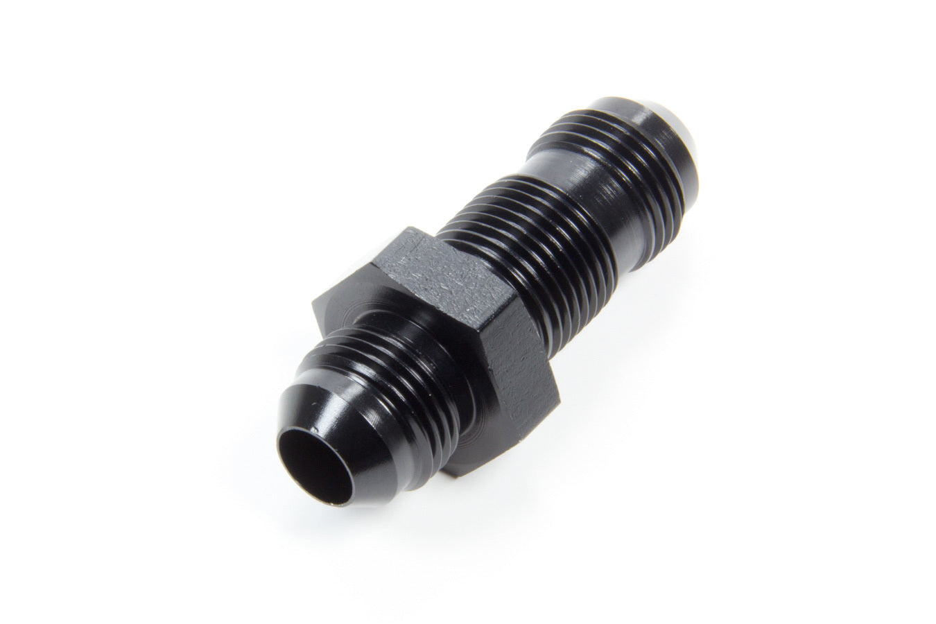 Aeroquip Fitting - Bulkhead - Straight - 8 AN Male to 8 AN Male Bulkhead - Aluminum - Black Anodized - Each