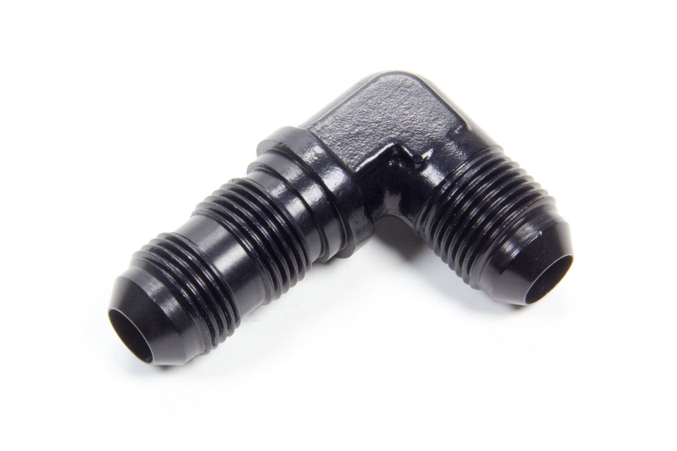 Aeroquip Fitting - Bulkhead - 90 Degree - 8 AN Male to 8 AN Male Bulkhead - Aluminum - Black Anodized - Each