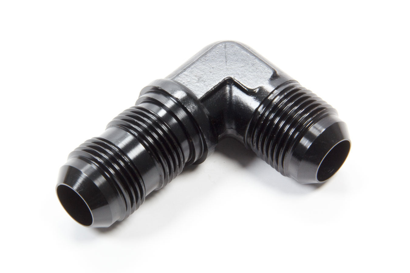 Aeroquip Fitting - Bulkhead - 90 Degree - 12 AN Male to 12 AN Male Bulkhead - Aluminum - Black Anodized - Each