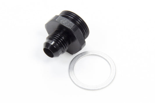 Aeroquip Carburetor Inlet Fitting - Straight - 6 AN Male to 7/8-20 in Male - Aluminum - Black Anodized - Holley
