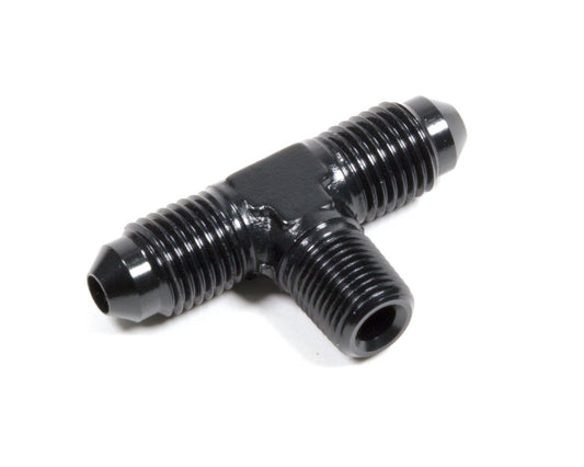 Aeroquip Fitting - Adapter Tee - 4 AN Male x 4 AN Male x 1/8 in NPT Male - Aluminum - Black Anodized - Each