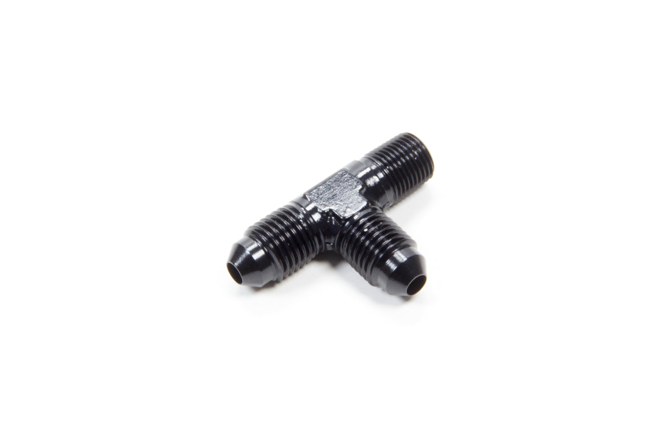 Aeroquip Fitting - Adapter Tee - 4 AN Male x 4 AN Male x 1/8 in NPT Male - Aluminum - Black Anodized - Each
