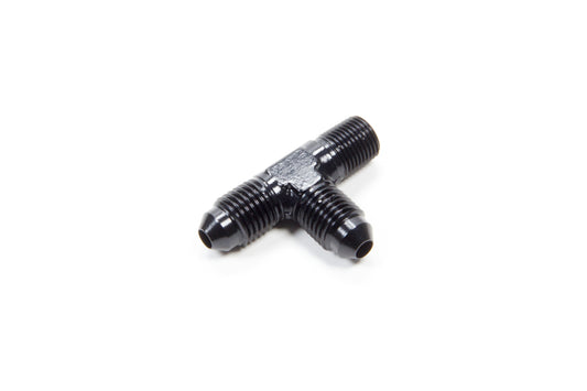Aeroquip Fitting - Adapter Tee - 4 AN Male x 4 AN Male x 1/8 in NPT Male - Aluminum - Black Anodized - Each