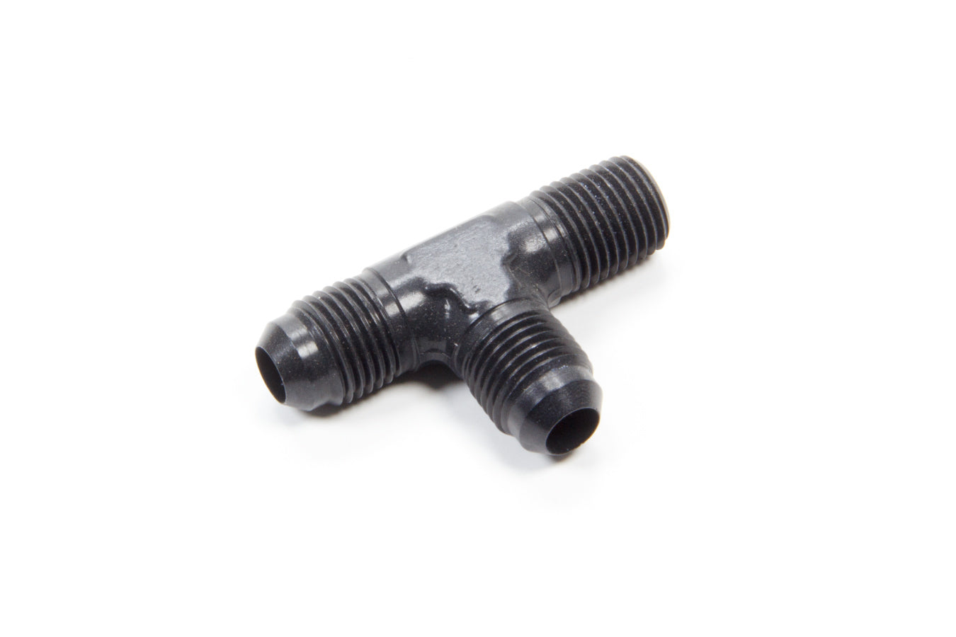 Aeroquip Fitting - Adapter Tee - 6 AN Male x 6 AN Male x 1/4 in NPT Male - Aluminum - Black Anodized - Each