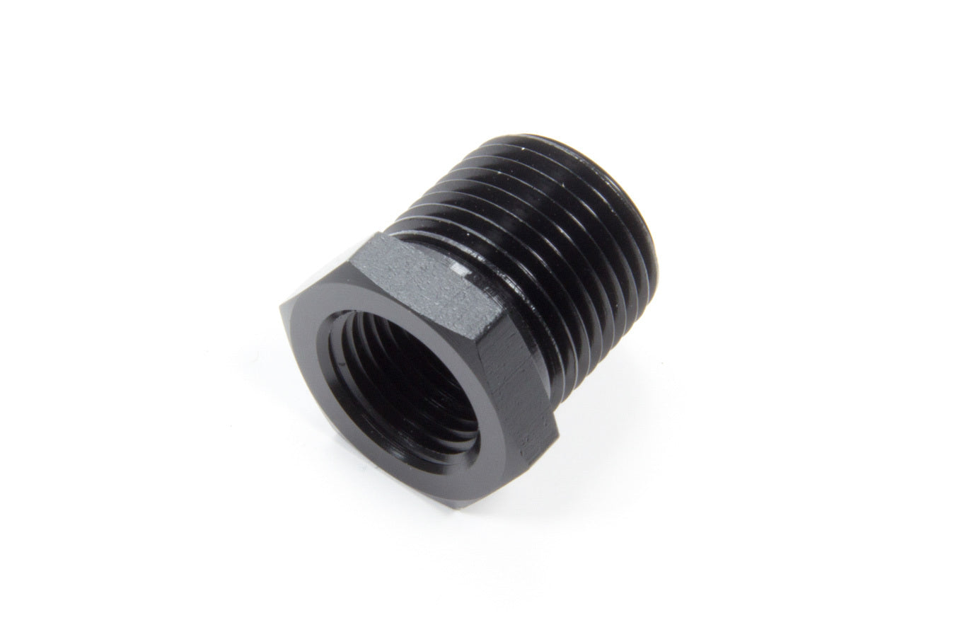 Aeroquip Fitting - Bushing - 3/8 in NPT Female to 1/2 in NPT Male - Aluminum - Black Anodized - Each