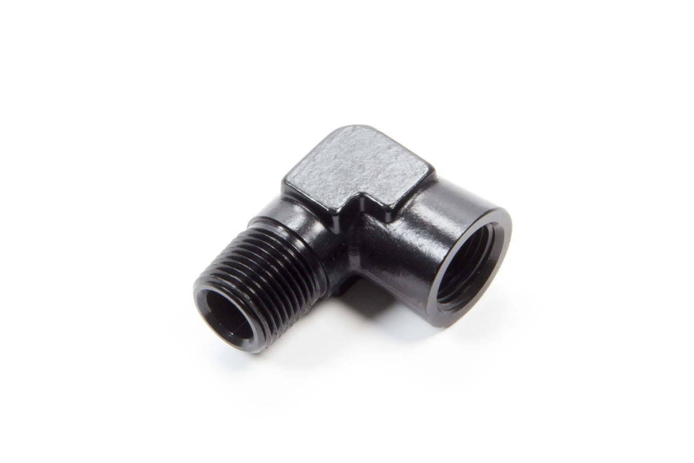 Aeroquip Fitting - Adapter - 90 Degree - 3/8 in NPT Female to 3/8 in NPT Male - Aluminum - Black Anodized - Each